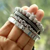 Men Bracelet Jewelry 4pcs مجموعة Crown Charms Macrame Beads Bracelets Braiding Man Jewelry Luxury Jewelry for Women Bracelet Gift 210918227n