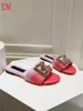Designer de luxo sandália de couro feminino bianca rosa ráfia deslizamento em chinelos sapatos melhor qualidade com caixa