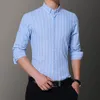 più abbigliamento da uomo M-5xl di grandi dimensioni M-5xl Busin Casual Lg Spese a maniche bianche Blue Classic Striped Social Dr Shirts U8PF#