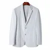 men Blazer Spring Summer Busin Formal Casual Cott Suit Jacket N-Ir Office Work Daily Life Single Breasted Two Butts 47ET#