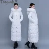 Tcyeek réel col de fourrure de renard 2023 hiver chaud femme 300g manteau en duvet de canard blanc à capuche x-lg veste bouffante femmes vêtements élégants n6sh #