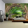 Arazzi Porta a forma di arco Giardino Paesaggio Arazzo Arte della parete Grande decorazione murale Tende Casa Camera da letto Soggiorno