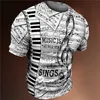 vintage Men's T-shirt 3d Print Jazz Tops Guitar Clarinet T Shirt Classic Summer Music Short Sleeve Hip Hop Tee Pop Loose T-shirt C3dh#