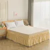 Bedding Sets Gold Satin Bed Skirt Luxury Silk Pom Poms Solid Color Ball Fringe Dropship Set