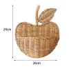 Baskets Hand Woven Apple Shape Rattan Basket EcoFriendly Wicker Hanging Sundries Storage Basket Home Decor For Wall Storage Organizer