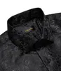 Herr LG Sleeve Black Paisley Silk Dr Shirts Casual Tuxedo Social Shirt Luxury Designer Men Clothing J4MT#