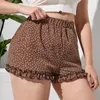 Plus Size Cintura Elástica Elegante Polka Dot Shorts Mulheres Folho Alface Guarnição Cintura Alta Shorts de Praia Reta Feminino Tamanho Grande 7XL 43JM #