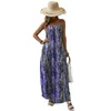 Casual Dresses Stylish Printed Maxi Dress Bohemian Style Women's Vacation For Beach Resort Wear V Neck Loose Sleeveless