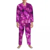 Hemkläder Purple Galaxy Print Pyjama Set Spring Outer Space Daily Sleepwear Men 2 Pieces Casual Overdimasion Nightwear Birthday Present