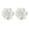 Boucles d'oreilles polyvalentes fleur imitation perle décor résine matériel bijoux de mode cadeaux pour maman femme petite amie livraison directe Otzvt