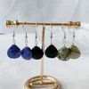 Dangle Kroonluchter Oorbellen Natuurlijke Kristallen Steen Druppel Voor Vrouwen Lapis Roze Paars Kleine Waterdrop Sier Kleur Bungelt Genezing Levering Oti7C