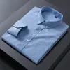 Chemise pour hommes Pure Cott Oxford Lg manches printemps décontracté rayé quotidien Dr chemises col rabattu Busin chemises formelles A01 e9Bb #