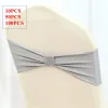 Sashes White Black 50PCS Lycra Chair Band Single layer Spandex Chair Sash With Net Chair Cover Event Party Wedding Decoration