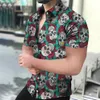 Summer Men's Shirts Hawaiian Shirt Skull Graphic 3D Printing Outdoor Street Kort ärmar Män FI -kläder Toppar Streetwear O2HS#