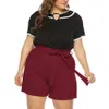 2022 Nieuwe Vrouwen Plus Size Shorts Korte Broek Hoge Taille Grote Grote Plussize Voor Vrouwelijke Zomer Kleding Effen Zwart Rood kleding X8Kk #