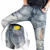denim Jeans Men's Fi Brand Slim Brand Design Motorcycle Style Persalized Zipper Craft Retro Pattern Lg Pants q4cJ#
