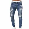 fi Zwart Gescheurde Skinny Jeans Mannen Harajuku Rip Broek Slanke Jean Klassieke Elastische Cott Slanke Denim Mannelijke Kleding Streetwear G5Z0 #