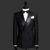 Slim Fit Mannen Pakken met Double Breasted Zwarte Formele Bruiloft Bruidegom Tuxedos 2 Stuk Busin Mannelijke Fi Set Jas met broek l1Fo #