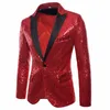 Shiny Gold Sequin Glitter Embellished Blazer Jacket Men Nightclub Prom Suit Blazer Men Costume Homme Stage Clothes For Singers 240314