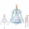 Anime Nekopara Vanilla Cosplay Perruque Costume Maid Lolita Dr Blue Halen Party Show Rôle Jouer Tenues Pour Les Filles N9K4 #