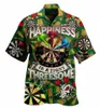 Hawaii Erkek Gömlekler 3D Dart Kulübü Baskı Kısa Kollu Küba Gömlek Tatil Partisi Giymek Günlük Vintage Street Giyim Üst Erkek Giyim T1ub#