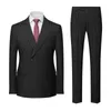 casual Tuxedos For Wedding Mens Busin Suit Mens 2 pieces Blazer+Pant Slim Groom Trendy British Double-breasted streak Suits w24P#