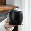 Förvaringsflaskor Creative Pure Black Ceramic Tea Sealed Box Coffee Candy Jar Container Table Ornaments Gift Home Decoration