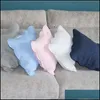 Coussin/Oreiller décoratif Étui matelassé festonné en coton Taie d'oreiller brodée Bleu marine à volants blancs Oreiller cadeau pour bébé en bas âge-Er Mti Col D Dhwdh