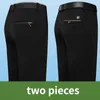 Męskie garnitury Wysoka elastyczność Slim Fit Straight Suit dla mężczyzn - Formalna sukienka biznesowa w czarnych niebieskich spodniach plus rozmiar 28-40