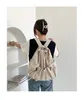 School Bags Fashion Ruched Drawstring Backpacks For Women Aesthetic Nylon Fabric Backpack Light Weight Students Bag Travel Female