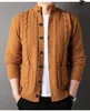 Luxury Men's LG Sleeve Cardigan Sweater Classic Plaid Sticked Fi Knit Jacket f5vu#