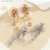 Charme Vintage Couleur Or Grande Fleur Boucles D'oreilles Pour Femmes Classique Cristal Métal Longues Boucles D'oreilles Déclaration Bohème Oreille Bijoux Cadeaux Y240328