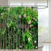 Outdoor-Garten-Duschvorhang, Straße, Blumenlandschaft, Bogen, Grün, Natur, Polyester, Hängevorhänge, Badezimmer-Dekor 240328