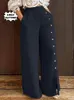 2023 Autumn Fi Women's Wide Leg Pants Stor storlek Loose Cott Hemp Split High Waist Cott Hemp Sports Women's Pants G4XA#