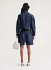 Женские куртки IOO женские 2024 темно-синие высококачественные хлопковые короткие винтажные дизайнерские универсальные джинсовые куртки пальто для
