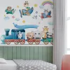 Autocollants Grands autocollants muraux d'animaux de dessin animé nordique pour chambres d'enfants garçons filles décor de chambre de bébé mignon éléphant girafe ours lapin papier peint