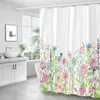 Tende da doccia 3D bellissimi fiori colorati di rosa stampati in tessuto tenda bagno schermo da bagno in poliestere impermeabile con 12 ganci