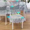 Chair Covers Jacquard Pattern Dining Cover Antiskid Exquisite Edging Lace Seat Cushion Decorative Integrated Household Use 4 Seasons