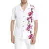 Chemise pour hommes Motif floral Col cubain Casual Hawaiian Chemise à manches courtes Butt Print Vêtements Sports Street Chic Design d28u #