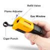 صناديق السيجار Torch Lighter 4 Torch Jet Flame يمكن إعادة ملؤها مع أداة إكسسوارات التدخين لكمة لتدخين الغاز المحمول ولاعة