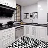 Stickers 10 PCS Of SelfAdhesive Black And White Tile Stickers 3D Waterproof NonSlip Kitchen Wallpaper DIY Floor Stickers Home Decoratio