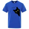 Meow Black Cat Funny PrintingMen Tシャツ通気性ティー服サマーストリートウェアトップ