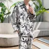 Luxury Printed Suit 2 Piece Set Ice Breattable Overized Blazer Byxor Busin Formella Casual Suits Party Prom Nightclub Suits W7U4#