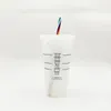 Mugs Snow Pot 710ml Water Cup With Straw Plastic Coffee Mug Lid White Food Grade Couple Cups Logo Students Breakfast