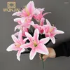 Dekorativa blommor 9 huvuden/gren White Lily Artificial Flower Simulation Home Decoration Gift Branch Fake Bouquet