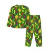 Startseite Bekleidung Süßes Ananas-Pyjama-Set, Herbst, lustiger Fruchtdruck, modische Freizeit-Nachtwäsche, Damen-2-teiliger Retro-Übergroßen-Anzug, Geschenk