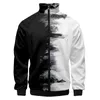 черный, белый, сетчатый дизайн, 3D-принт, воротник-стойка, повседневная куртка, пальто, кофты, мужские осенние мужские осенние куртки на заказ Genshin Impact Dropship 51Gy #