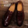 Dress Shoes Ourui True Crocodile Leather Business Formal Men Black