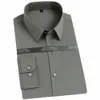 Мужская однотонная формальная рубашка с рукавами Busin LG без кармана, стандартная посадка, эластичные классические рубашки из бамбукового волокна, легкий уход, s57q #