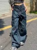 Jeans da donna Tasca da donna americana per l'industria pesante Y2K Street Straight Pantaloni larghi lavati lavati di grandi dimensioni Harajuku che asciugano i pantaloni a gamba larga